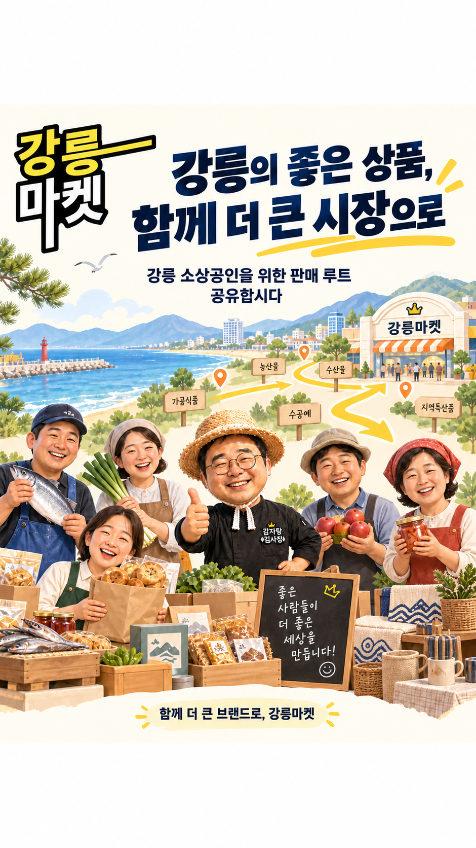 강릉 소상공인을 위한 판매 루트를 함께 만들고 싶습니다